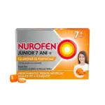 Nurofen Junior cu aroma de portocale 7+ ani, 100 mg, 24capsule moi masticabile, Reckitt Benckiser